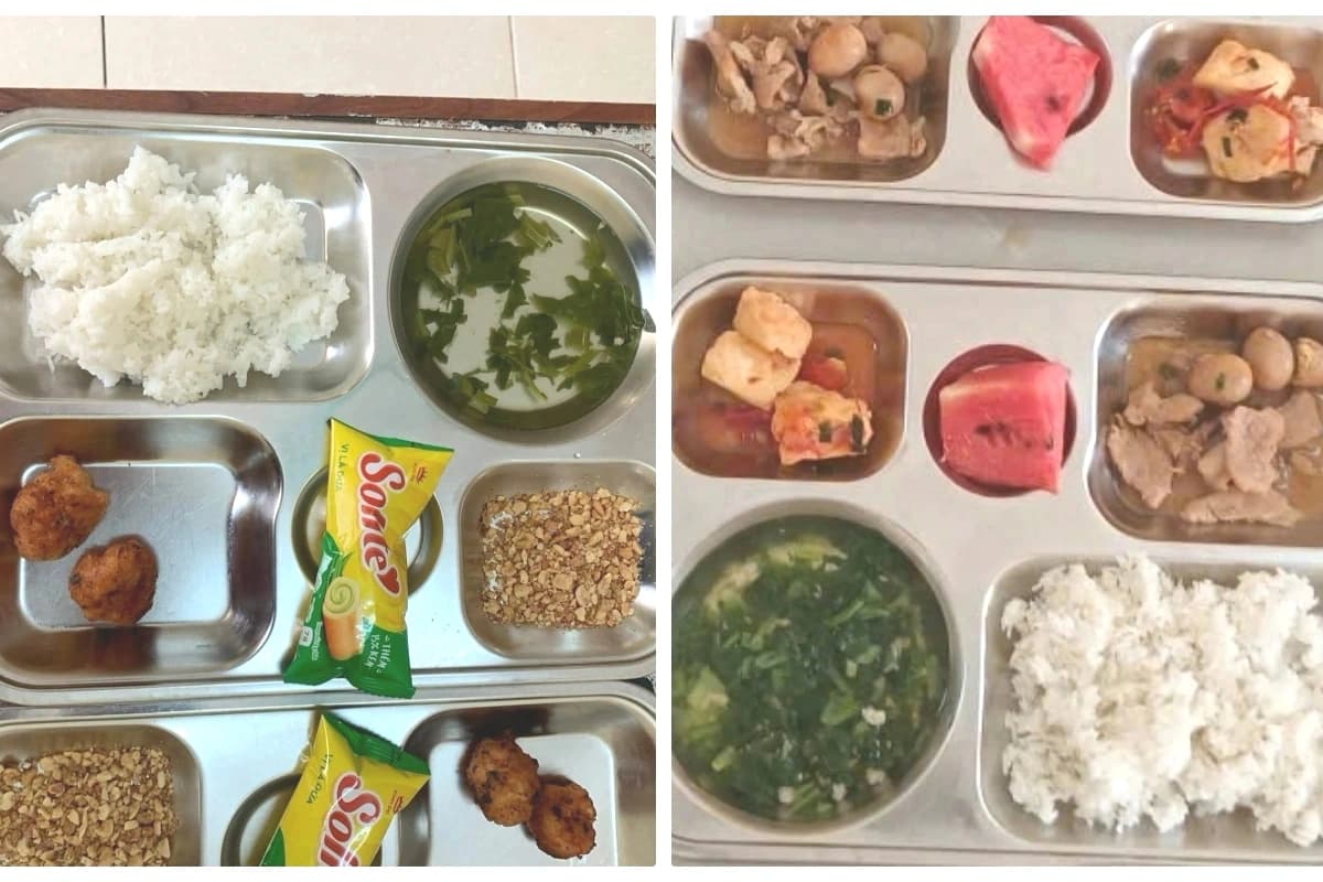 Thực đơn bữa trưa trường tiểu học Lập Thạch 1 được cải thiện sau phản ánh của phụ huynh